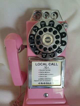 Crosley Pink Retro Pay Phone Telephone Wall Mount Push Button Phone FUN 2