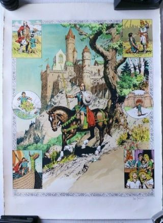 Hal Foster Signed Limited Ed Prince Valiant Lithograph 17/100 Arches