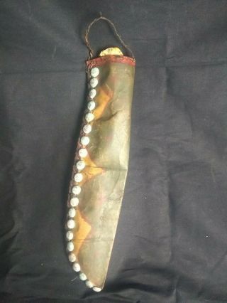 1800 ' s Native American Indian Stag Fighting Knife & Parfleche Rawhide Sheath 2