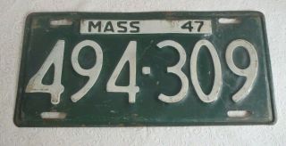 1947 Massachusetts License Plate Tag 494 309