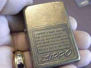 Zippo D - - X Antique Brass - " Easily Operated With One Hand "