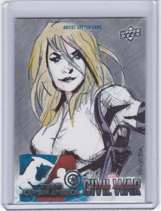 Ud Marvel Captain America Civil War Sketch Card Agent 13 By John Sloboda