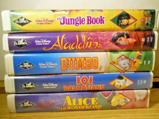 9 Disney Black Diamond VHS CINDERELLA ALADDIN DUMBO JUNGLE BOOK BEAUTY BEAST 2