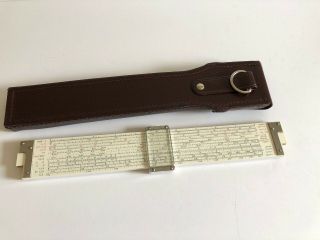 Vintage POST Versalog 1460 Hemmi Bamboo Slide Rule Model W/Leather Case Japan 6