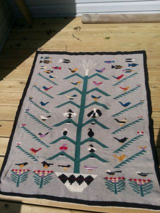 Navajo Rug Tree Of Life,  Approximately 54 " X 40.  5 ",  Exc Cond Symmetry