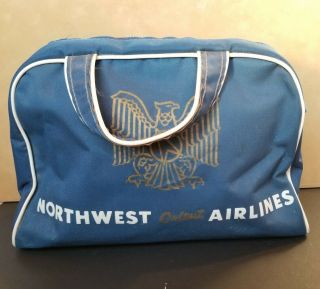 Vintage Northwest Orient Airlines Travel Flight Mini Duffle Bag Tote