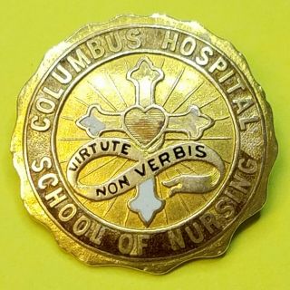 Victorian Columbus Ohio Hospital School of Nursing 14K 3.  3DWT Gold Pinback Badge 5