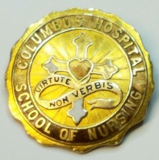 Victorian Columbus Ohio Hospital School of Nursing 14K 3.  3DWT Gold Pinback Badge 6