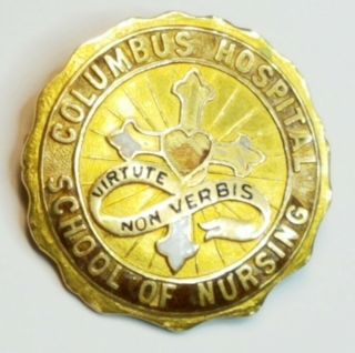 Victorian Columbus Ohio Hospital School of Nursing 14K 3.  3DWT Gold Pinback Badge 7