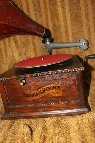 Columbia Disc Phonograph Talking Machine With Outside Horn 78 Rpm