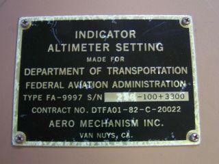 Large Aviation Barometer from FAA Control Tower - 99 cents Starting Bid 6
