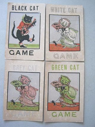 Antique Playing Card Game The White Cat 1865 Very Rare Jaques The 8th Game Made