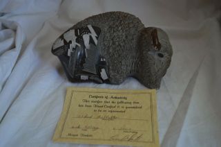 Nick Halsey Signed Santa Clara Lakota Sioux Buffalo Pottery Sculpture Bear Cub