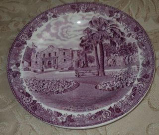 Antique Purple Alamo Collectors Plate Old English Staffordshire Cradle Of Texas