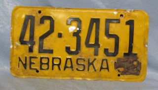 Rusty 1952 53 Tag Nebraska State License Plate Car Truck 42 - 3451