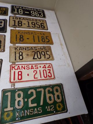 17 diff.  Dickinson Co.  Kansas Car License Plate Tags between 1931 to 1948 4