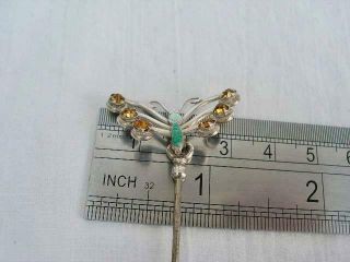 Fine Antique Sterling Silver & Enamel Butterfly Form Hat Pin by Charles Horner. 6