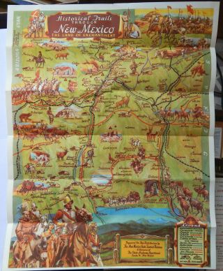 Historical Trails Through Mexico Pictorial Map Poster (1951) [17x22]