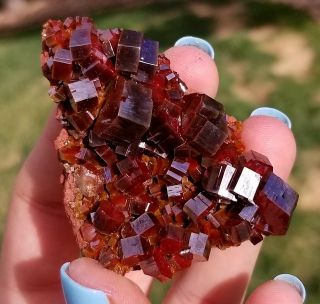 Sweet Lustrous Dark Cherry Red Vanadinite Crystals On Matrix From Morocco (: (: 3