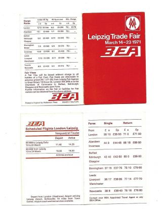 1971 Bea Leipzig Trade Fair Timetable Flights Mar 14 - 23 1971 8 X 12 Cm