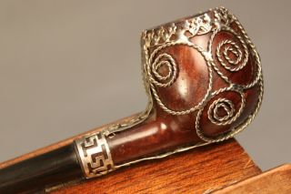 Rare Fine Briar Vintage Metal Decorated Straight Estate Pipe Pipa Pfeife Tuyau 5