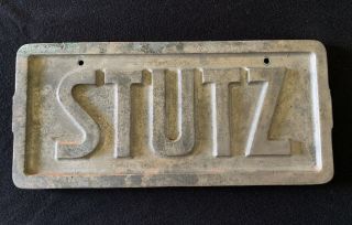 Vintage Stutz Aluminum Licence Plate Solid 12”x 6”