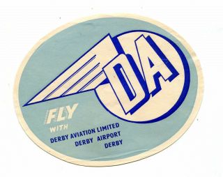 Avintage Airline Luggage Label Derby Aviation Limited Derby Airport