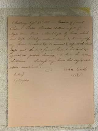 Slave Bill Of Sale; South Carolina Mulberry Plantation;1818 Handwritten