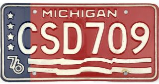 99 Cent 1976 Michigan Bicentennial License Plate Csd709