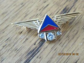 Pin:delta Airlines Vintage Pin 3 Diamonds,  10k Extra,  Orginial Box,  Sh