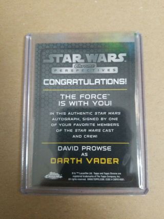 David Prowse DARTH VADER 2015 Topps Star Wars Chrome Perspectives Autograph auto 2
