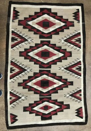 Fine Old Navajo Southwestern Weaving Textile Rug 61.  5” X 41.  5” 9