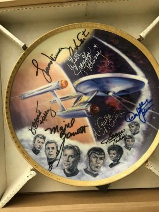 Star Trek Autographed Plate Signed By 9 Cast Members With Barrett And Whitney