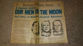 Vintage Buffalo Evening News - Moon Landing Section Newspaper 1969 - Buffalo Ny
