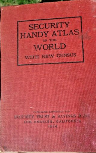 1914 Security Handy Atlas Of The World W/ Census