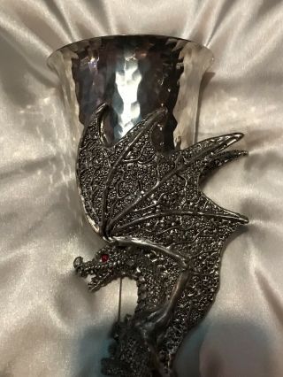 Pewter Dragon Goblet With Red Stone,  Foundry Fellowship Signed And Numbered