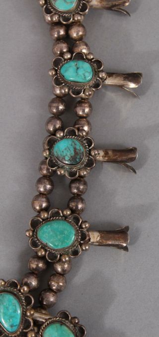 Authentic Western Navajo Indian Silver & Turquoise Naja Squash Blossom Necklace 5