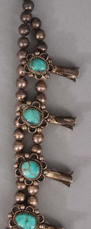 Authentic Western Navajo Indian Silver & Turquoise Naja Squash Blossom Necklace 6