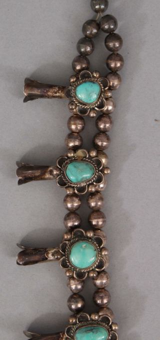 Authentic Western Navajo Indian Silver & Turquoise Naja Squash Blossom Necklace 8