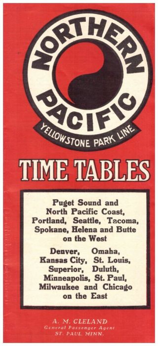 Northern Pacific Railway Yellowstone Park Line 1917 Complete Timetable With Maps