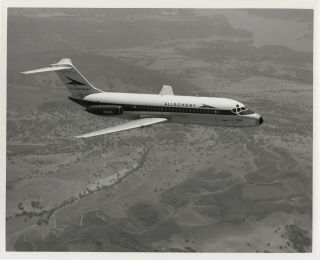 Large Vintage Photo - Allegheny Airlines Dc - 9 N6140a In - Flight