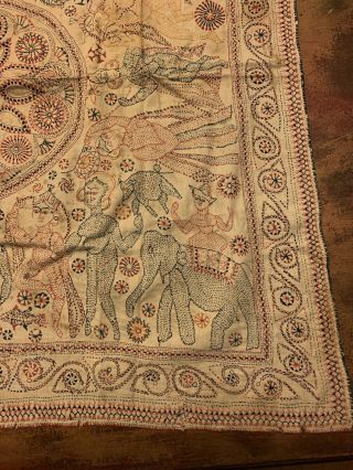 Antique Indian Hindu Textile Fabric Handmade Estate Rare Art Stitched Shiva 3