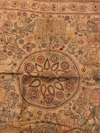 Antique Indian Hindu Textile Fabric Handmade Estate Rare Art Stitched Shiva 5