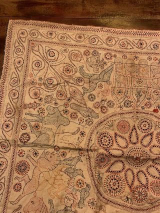 Antique Indian Hindu Textile Fabric Handmade Estate Rare Art Stitched Shiva 7