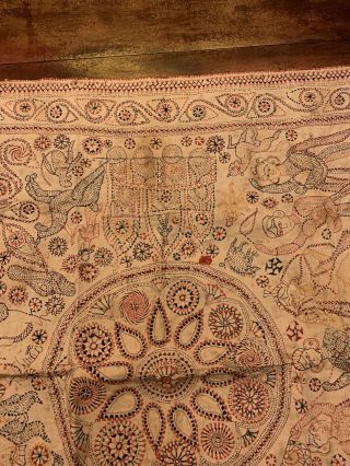 Antique Indian Hindu Textile Fabric Handmade Estate Rare Art Stitched Shiva 8