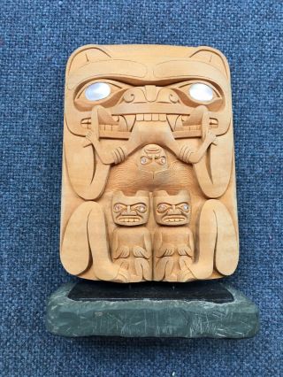 Ron Russ Native American Carved Wooden Figure 1993 Signed