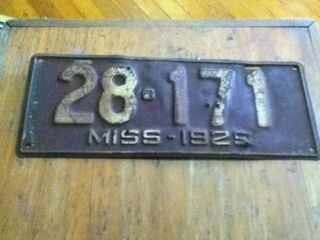 Vintage License Plate Tag Mississippi Miss.  1929 28 171 Rustic Combine $4 Ship