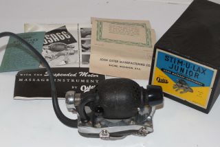 Vintage 1940s Oster Stim - U - Lax Junior Home Massage Instrument W/box & Papers