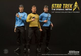 Qmx Star Trek 1/6 Figures All 3 Kirk,  Spock And Mccoy