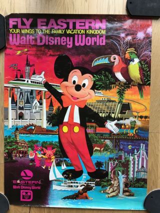 1980 40 " X30 " Eastern Airlines Walt Disney World Poster,